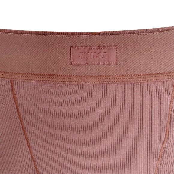 SKIMS Cotton Rib Legging L Stretch Redwood High Waist Pull On Ankle Lounge Pants - Picture 5 of 9